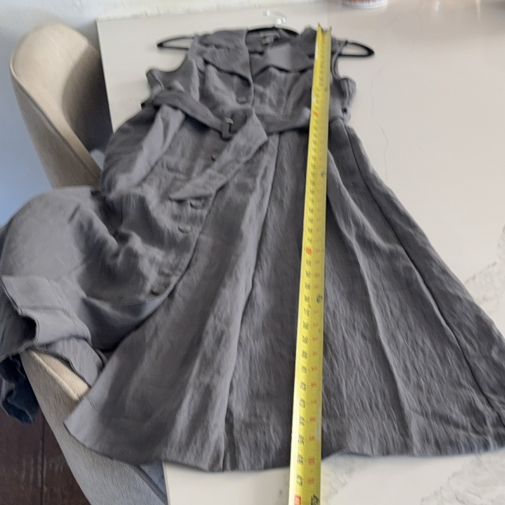 A New Day Gray Belted Button Front Midi Shirt Dress Women's Sz S - Picture 11 of 14